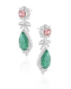 Luxury Green Pear <b>Moissanite</b> Diamond Drop <b>Earrings</b> Pink Cushion <b>Moissanite</b> Bow Design 10K 14K 18K Gold 925 935 Silver - Product Image 4