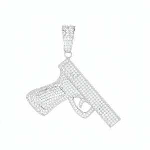 Collier pendentif pistolet Moissanite Iced Out, bijoux de luxe Hip Hop Bling pour hommes - Product Image 5