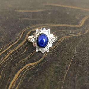Designer <b>Lapis</b> <b>Lazuli</b> Gemstone 925 Sterling Silver Handmade Flower <b>Ring</b> Jewelry Women Bohemian Style - Product Image 1