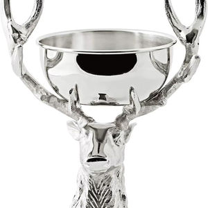 Statue de tête de renne en métal argenté de style moderne, décoration festive de Noël, sculpture de cerf, art animalier forestier - Product Image 1