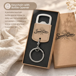 Décapsuleur miniature personnalisé en acier inoxydable recouvert de cuir avec logo gravé au laser pour cadeaux promotionnels - Product Image 2
