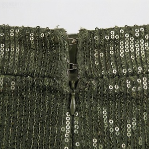 Jupe crayon taille haute pour femme, ornée de paillettes, longueur genou, vert olive uni, style élégant en velours côtelé, pour toutes les saisons - Product Image 4