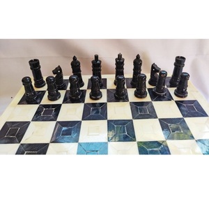 Elegant Portable Animal <b>Theme</b> Bone Inlay <b>Chess</b> <b>Set</b> Handcrafted Square Board with Carved Resin <b>Chess</b> Pieces - Product Image 1