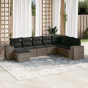 Conjunto de Sofás Modulares Grandes de Ratán PE Gris para Jardín, Colección Premium de Muebles Modulares para Exteriores - Product Image 1