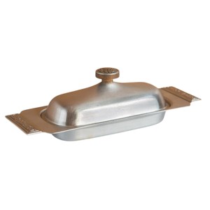 Beurrier vintage en métal plaqué or avec plateau à bord festonné, beurrier classique en laiton avec couvercle pour la maison et la cuisine - Product Image 2