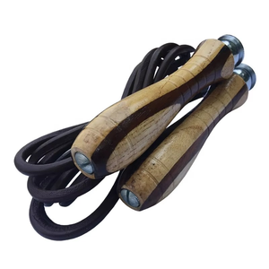 Nouvelle Corde à sauter légère en cuir de vachette avec poignées en bois pour entraînement sportif rapide, 1 kg, unisexe, modèle Geo, vente en gros directe usine - Product Image 4