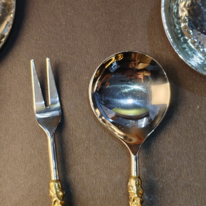 Juego de Cubiertos de Acero Inoxidable con Mango de Flor de Orquídea, Textura Martillada, Cucharas, Tenedores y Cucharas para Sopa para Catering de Bodas y Fiestas - Product Image 4