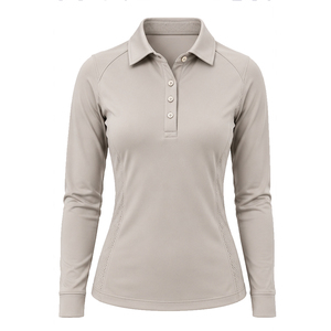 <b>Women</b> Knitted Printed <b>Long</b> <b>Sleeve</b> <b>Polo</b> <b>Shirt</b> Breathable Quick Dry Golf Riding Wear Custom Logo OEM <b>Polo</b> - Product Image 2