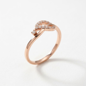 Bague de fiançailles en or rose avec diamant, nœud infini, romantique, 14 carats, pour femme, cadeau d'anniversaire de mariage - Product Image 2