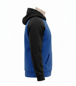 Sweat-shirt à capuche bleu pour homme, manches raglan, en molleton de coton, décontracté, avec poche avant, coupe classique, pour l'automne - Product Image 2