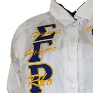 Chaqueta de Sororidad Blanca Personalizada para Mujer, con Logotipo Griego Bordado, Manga Larga, Estilo Casual Universitario, Venta al Por Mayor - Product Image 3