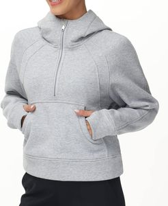 Sudadera con Capucha para Mujer, Gris Sólido, Tejida, Manga Larga, Cierre de Cremallera, Transpirable, para Invierno, con Bolsillos, 100% Algodón - Product Image 1