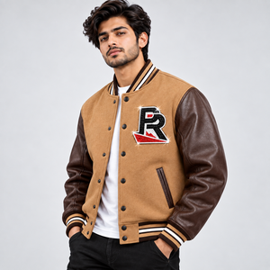 Chaqueta universitaria de animadoras para hombre, estilo Letterman con pedrería, chaqueta bomber personalizada para equipo de animadoras con mangas de cuero, la mejor calidad - Product Image 4