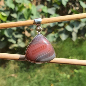 Pendentif en argent Sterling 925 Agate à bandes noires Pendentif en pierres précieuses Collier Bijoux faits à la main Bijoux en agate Cadeau pour elle - Product Image 5