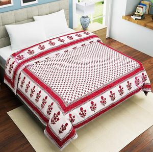 Couette/Razai en coton pur 400 TC, imprimé traditionnel Jaipuri, pour lit simple, 85x55 pouces, utilisable toute l'année - Product Image 1