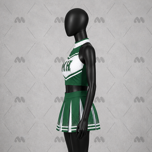 Ensemble d'uniformes de cheerleading personnalisés pour femmes : Haut dos nu, jupe plissée, imprimé scintillant, tenue de performance d'équipe en polyester avec transfert thermique - Product Image 5