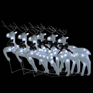 Juego de 6 Luces Navideñas de Reno Medianas, Blancas, de Malla y Metal, para Decoraciones Festivas - Product Image 3