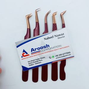 คีมหนีบขนตาจับเพชรแบบมืออาชีพแหนบปลายแหลมทำจากสเตนเลสสีน้ำตาลแดงกุหลาบทอง - Product Image 6