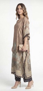 Robe longue en soie et plumes pour femmes, kaftan maxi élégant, coupe ample, robe fluide pour l'été, l'hiver, l'automne, le printemps, toutes saisons - Product Image 4