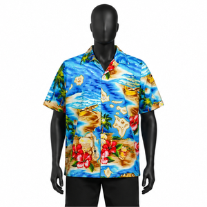 Wholesale Custom Polynesian Tribal Print Short Sleeve Button-Up <b>Hawaiian</b> Tropical <b>Shirt</b> for <b>Men</b> - Product Image 1