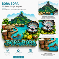 Aimant de réfrigérateur 3D en résine personnalisé, souvenir de la plage de Bora Bora, autocollant magnétique tropical