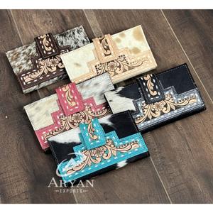 Cartera de Cuero Floral Hecha a Mano 2026, Venta Directa de Fábrica, para Mujer, Cuero Genuino de Vaca, Tarjetero RFID, Bolso Tipo Clutch - Product Image 1