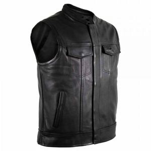 High Quality Men's Genuine Leather <b>Vest</b> Winter Use Sleeveless Leather <b>Vests</b> Custom <b>Slim</b> Waistcoats Casual Outerwear Breathable - Product Image 2