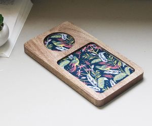 Bandeja de Madera de Mango con Diseño de Pájaros, Bandeja para Servir, Decoración para Té y Café, Plato Decorativo para Hoteles y Cafeterías - Product Image 6