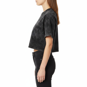 Camiseta Corta Premium de Algodón 100% en Negro Carbón, Corte Holgado Vintage - Product Image 3