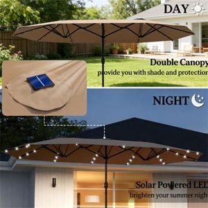 Ombrellone Solare da Giardino Color Kaki con Base per Esterni e Cortili - Product Image 2