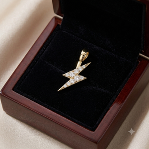 Colgante de rayo pequeño con incrustaciones de circonitas, chapado en oro de 14K, joyería fina de moda, con piedra natural de corte brillante - Product Image 5