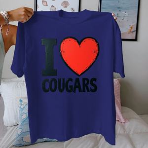 Heart I Love COUGARS Camiseta de mujer de algodón puro ajuste cómodo - Product Image 3