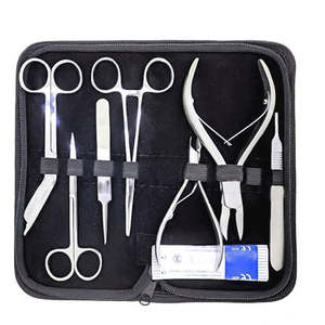 Kits chirurgicaux de 8 pièces avec manche de scalpel, lames de couteaux, ciseaux, pinces, kit de suture pour étudiants avec étui en cuir à fermeture éclair par Dentavex - Product Image 4