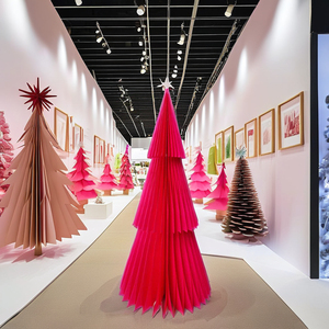 Arbre en papier de couleur unie de Noël en nid d'abeille - Product Image 6