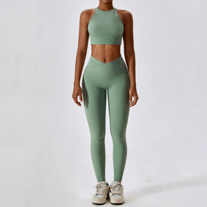 Conjunto Deportivo de Yoga para Mujer, 2 Piezas, con Leggings de Cintura Alta y Efecto Push-Up para Pilates, Running, Gimnasio y Entrenamiento - Product Image 3
