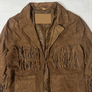 Veste en daim style western à franges, veste en cuir unisexe tendance, veste en daim couleur unie, design populaire, veste décontractée unisexe pour l'hiver - Product Image 3
