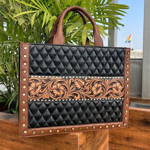 2025 Fabricant OEM Sac à main en cuir repoussé personnalisé Sac à main de luxe en cuir véritable Sac fourre-tout en cuir matelassé de qualité pour femmes - Product Image 5
