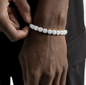 Bracelet tennis tendance en moissanite plaqué argent, coupe ovale, serti à griffes, jonc unisexe, cadeau pour mariage et fête - Product Image 3