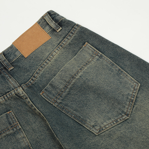 Shorts en jean délavé pour hommes, coupe ample et oversize, style streetwear hip-hop, avec patchs, jambes larges, décontractés, service OEM, collection 2026, vente chaude - Product Image 3