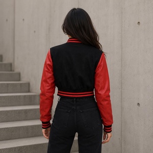 Nueva Chaqueta Universitaria Corta de Cuero para Mujer, Estilo Moderno, con Forro Suave, Manga Larga, Cierre de Botones, para Otoño - Product Image 4