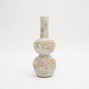 Jarrón de Cerámica Diosa Rustic Cream Wash Terracotta, Maceta de Cerámica con Forma de Calabaza Doble, Florero de Mesa para Bodas - Product Image 1
