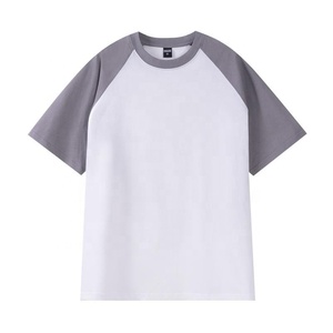 260gsm 100% Cotton Unisex Two Tone Raglan Short Sleeve T‑Shirt For Men Contrast Color Block <b>Baseball</b> Style Crewneck <b>Tee</b> Women - Product Image 4