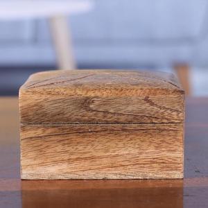 Engraved & Customized Logo Words Eco-Friendly Solid Mango Wood Walnut Square Handmade Carved Jewelry Ring <b>Box</b> India - Product Image 4