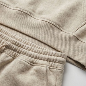 Survêtement à capuche beige pour homme, manches longues, couleur unie, vêtements de sport décontractés avec poches latérales, coupe régulière, tenue d'automne - Product Image 5
