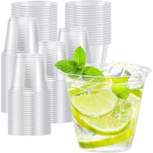 Confezione da 100 Bicchieri di Plastica Trasparenti da 270 ml, Resistenti e Sicuri per Alimenti, Ideali per Vino, Cocktail, Punch, Feste e Matrimoni - Product Image 1