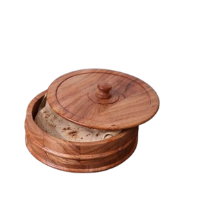 Cesta Calentadora de Tortillas Mexicana de Madera de Mango, Caja para Chapati y Roti Indio, Tazón de Madera con Tapa Estampada con Diseño Floral, ¡Gran Oferta! - Product Image 1