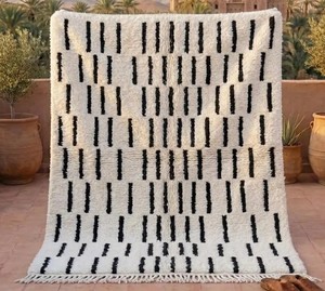 Alfombra de lana de Beni Ourain para decoración del hogar, tapete de lana azul tejido a mano con montañas, marroquí, Vintage, Berber, marroquí - Product Image 4