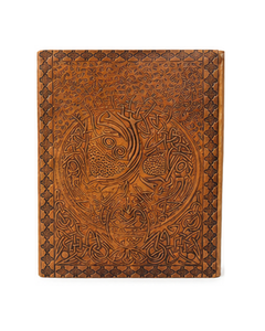 Diario de Cuero con Grabado del Árbol de la Vida – Estilo Antiguo, Esquinas Celtas, Cuaderno Recargable con Cierre de Botón de Latón - Product Image 1
