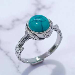 Bagues en argent sterling 925 avec turquoise bleue naturelle, bijoux en argent de qualité supérieure, prix de gros - Product Image 1