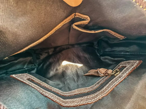 Western Cowhide Leather Tote Bag with <b>Tooled</b> Floral Panel & Turquoise Accent | Hair-On Leather Fringe Shoulder Bag for Women - Product Image 3